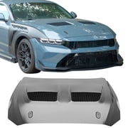 Ikon Motorsports Front Hood Compatible with 2015-2017 Ford Mustang V6/GT/GT350, GTD Style Aluminum Black Engine Bonnet Cover Panel
