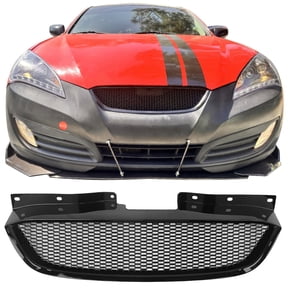 Ikon Motorsports Front Upper Grille Fits 2010-2012 Hyundai Genesis Coupe,Honeycomb Style Gloss Black ABS