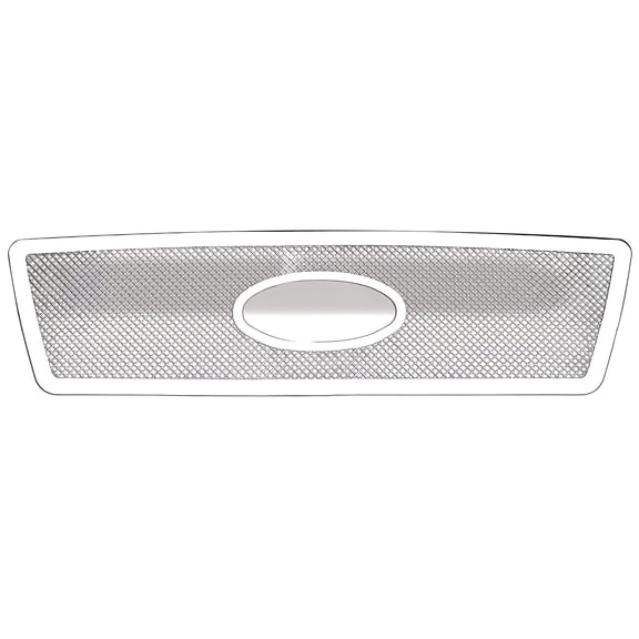 Ikon Motorsports Front Upper Insert Grille Compatible with 2004-2008 Ford F-150 XL XLT Lariat Mesh Style Chrome Stainless Steel Replacement Front Bumper Hood Grill 1PC