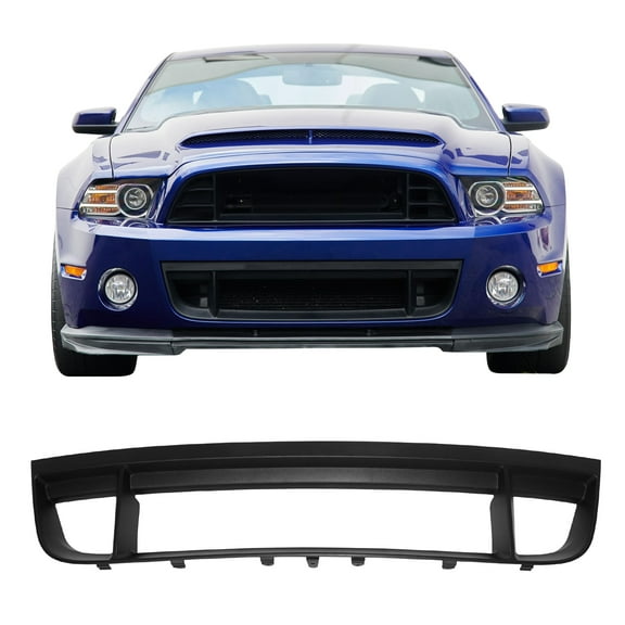Ikon Motorsports Grille Compatible With 2010-2014 Ford Mustang GT500, Factory Style Front Bumper Lower Grill Kit Unpainted Black PP Polypropylene Center Cover Trim 1PC