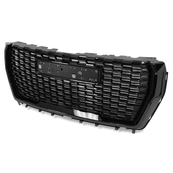 Ikon Motorsports Grille Compatible With 2021-2023 GMC Yukon & Yukon XL Painted Gloss Black Denli Style Front Upper Bumper Grill
