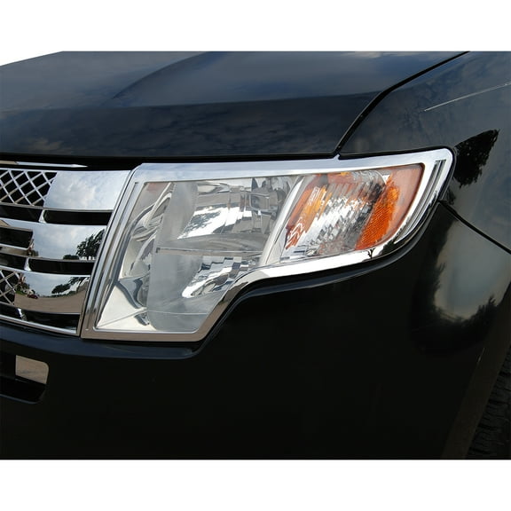 Ikon Motorsports Headlight Bezel Compatible with2007-2010 Ford Edge Chrome ABS Front Head Lights Lamps Exterior Cover Frames Accessories Pair