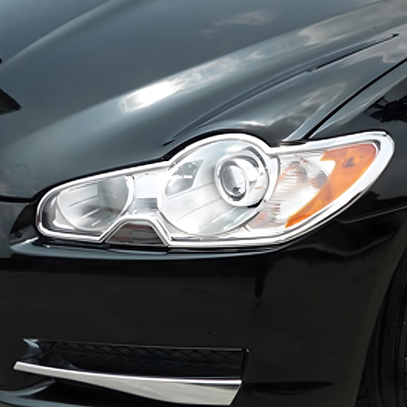Ikon Motorsports Headlight Bezel for2009-2012 Jaguar XF Series Chrome ABS Front Head Lights Lamps Exterior Cover Frames Pair
