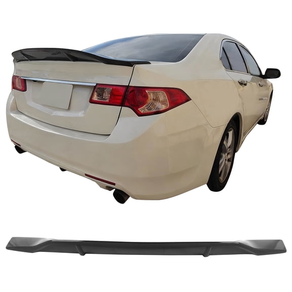 Ikon Motorsports High Kick Trunk Spoiler Wing Fits 2009-2014 Acura TSX Sedan, R Style Carbon Fiber Print ABS Rear Decklid Lip