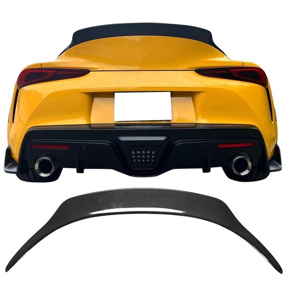 Ikon Motorsports Highkick Duckbill Rear Trunk Lid Spoiler Wing Lip Compatible With 2020-2025 Toyota GR Supra A90 A91 MK5 OE Style Gloss Dry Carbon Fiber