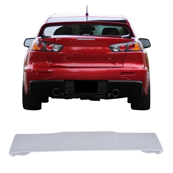 Ikon Motorsports Highkick Rear Trunk Deck Lid Spoiler Wing Lip Added on Body Kits Exterior Auto Parts Compatible With 2008-2017 Mitsubishi Lancer & EVO Sedan 4-Door Japan Style Unpainted Gray ABS