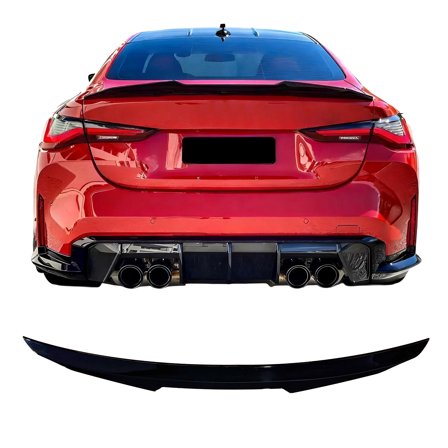 Ikon Motorsports Highkick Rear Trunk Spoiler Wing Lip Exterior Auto Parts For 2021-2026 BMW G22 4-Series & G82 M4 Coupe PSM Style Gloss Black ABS