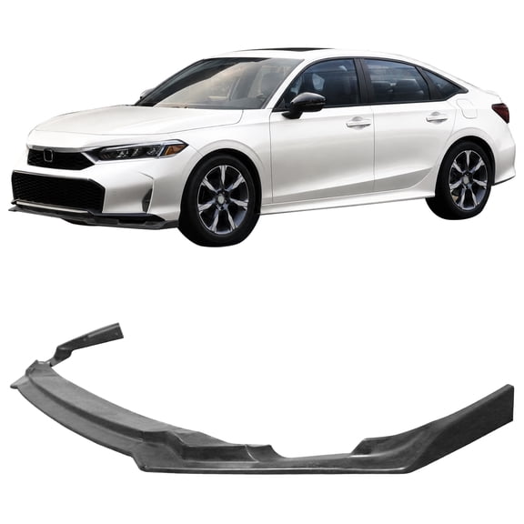 Ikon MotorsportsIKFM Style Front Bumper Lip Fits2025-2026 Honda Civic Sedan& Hatchback, Unpainted Black PU 3PCS