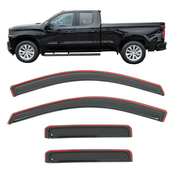Ikon Motorsports In-Channel Window Visors for 2019-2025 GMC Sierra 1500 LTD Limited& 2500 3500 HD Extended Cab Sun Rain Guard Acrylic Smoke Deflectors 4PCS