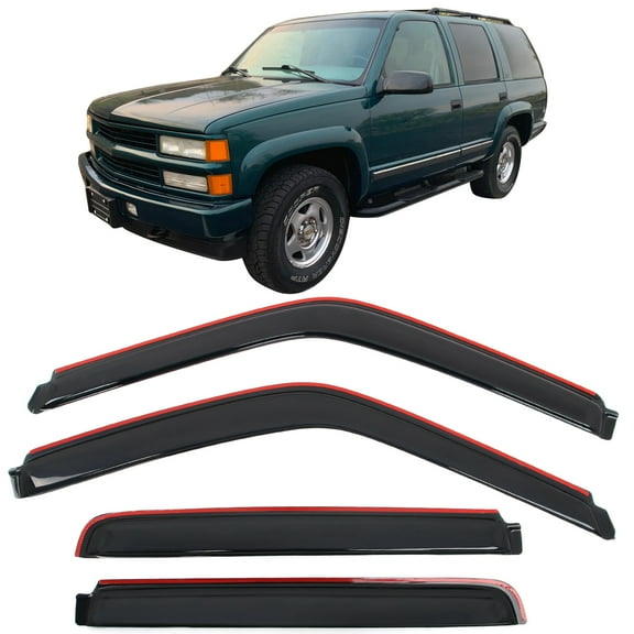 Ikon Motorsports In-Channel Window Visors for 1992-2000 Chevy GMC C/K Crew Cab & Suburban Tahoe Yukon Deflectors 4PCS