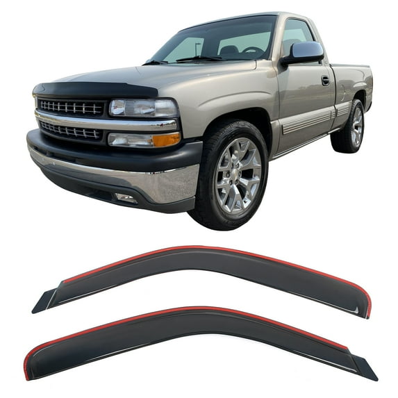Ikon Motorsports In-Channel Window Visors for 1999-2007 Chevy Silverado GMC Sierra 1500 2500 3500 Standard Cab Rain Guard Acrylic Smoke Deflectors 2PCS