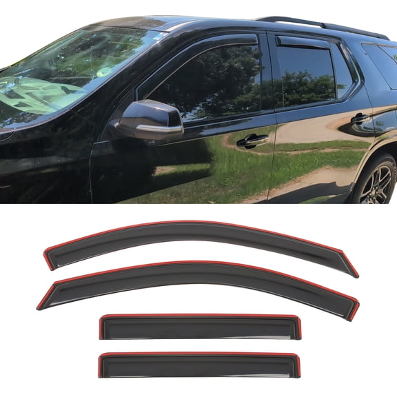 Ikon Motorsports In-Channel Window Visors for 2018-2023 Chevy Traverse Smoke Acrylic Sun Rain Guard Deflectors 4PCS