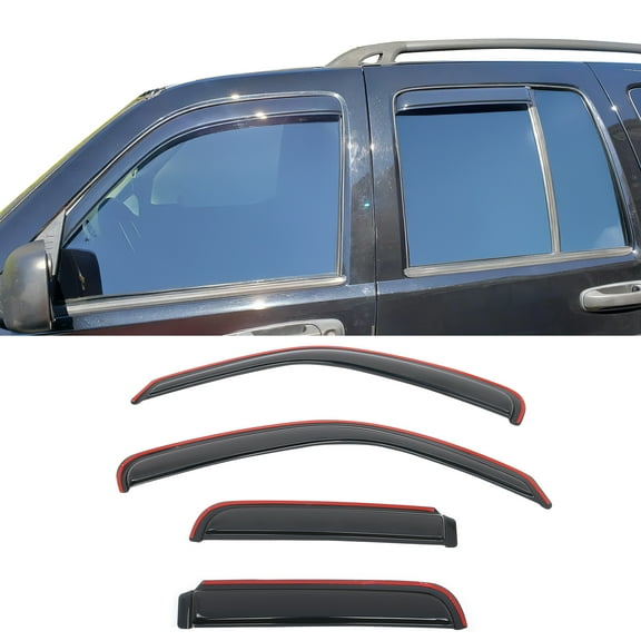 Ikon MotorsportsIn-Channel Window Visorsfor2002-2007 Jeep Liberty Acrylic SmokeSide Guard Rain Sun Vent Shade Deflectors 4PCS