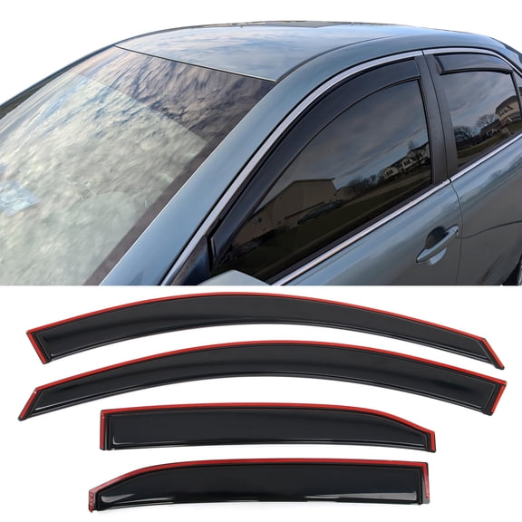 Ikon MotorsportsIn-Channel Window Visorsfor2007-2011 Toyota Camry Acrylic SmokeSide Rain Sun Vent Shade Deflectors 4PCS