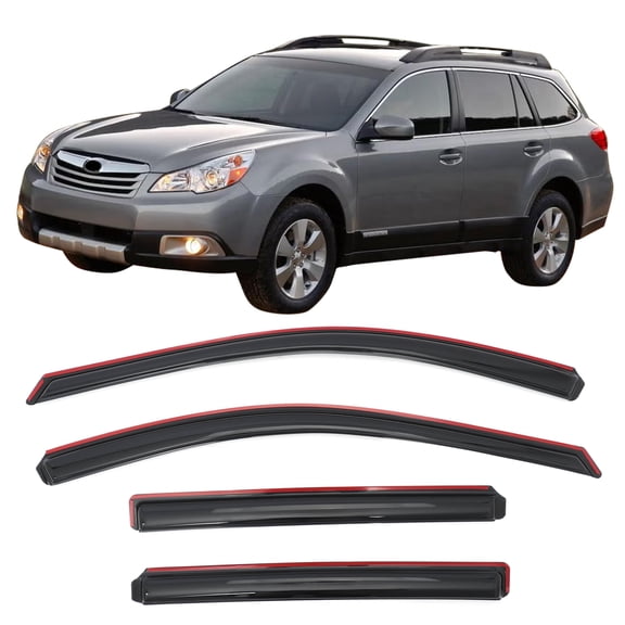 Ikon MotorsportsIn Channel Window Visors, Compatible with2010-2014 Subaru Outback, Acrylic Black Rain Guards, Side Window Wind Deflectors 4PC
