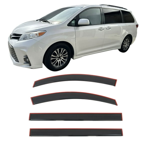 Ikon Motorsports In-Channel Window Visors for 2011-2020 Toyota Sienna Acrylic Smoke Side Rain Sun Vent Shade Deflectors 4PCS