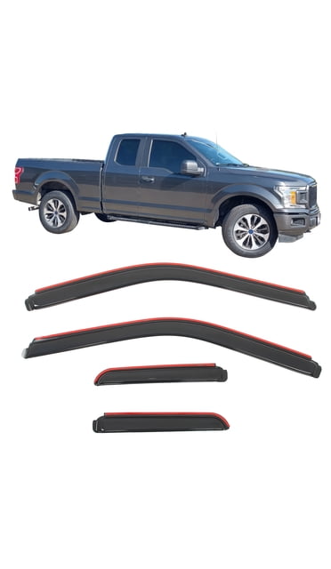 Geartronics In-Channel Window Visors For 2017-2022 Ford F250/F350/F450/F550 Super Duty Crew Cab - Smoke, 4pcs