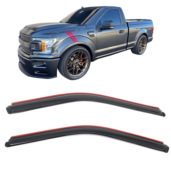 Ikon Motorsports In-Channel Window Visors for 2015-2026 Ford F-150 Standard Cab, Slim Style Acrylic Smoke, 2 Pieces