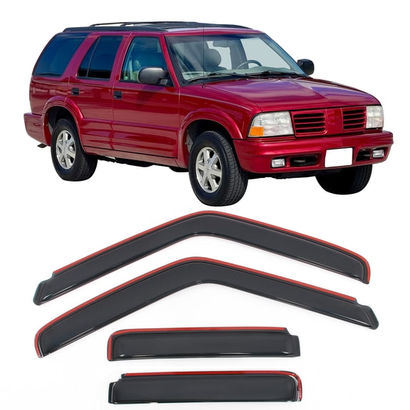 Ikon Motorsports In-Channel Window Visors Fits 1995-2005 GMC Jimmy 4Dr & Chevy Blazer 4Dr, Slim Style Rain Vent Guard Deflectors, Acrylic Smoke 4PCS