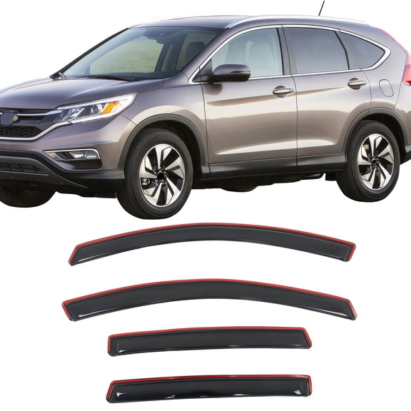 Ikon Motorsports In-Channel Window Visors Fits 2012-2016 Honda CR-V, Slim Style Side Door Rain Vent Guard Deflectors, Acrylic Smoke 4PCS