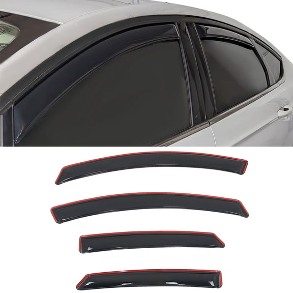 Ikon Motorsports In-Channel Window Visors Fits 2013-2020 Ford Fusion, Slim Style Side Door Rain Vent Guard Deflectors, Acrylic Smoke 4PCS