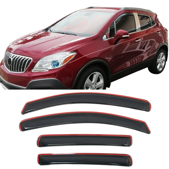 Ikon Motorsports In-Channel Window Visors Fits 2013-2022 Buick Encore 2015-2022 Chevy Trax, Slim Style Rain Vent Guard Deflectors, Acrylic Smoke 4PCS