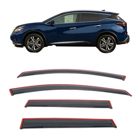 Ikon Motorsports In-Channel Window Visors Fits 2015-2024 Nissan Murano, Slim Style Side Door Rain Vent Guard Deflectors, Acrylic Smoke 4PCS