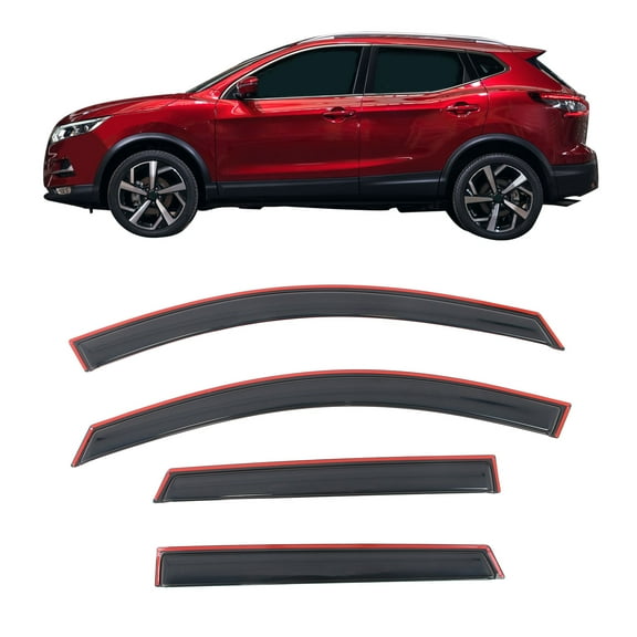 Ikon Motorsports In-Channel Window Visors Fits 2017-2022 Nissan Rogue Sport, Slim Style Side Door Rain Vent Guard Deflectors, Acrylic Smoke 4PCS