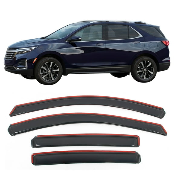Ikon Motorsports In-Channel Window Visors Fits 2018-2024 Chevy Equinox, Slim Style Side Door Rain Vent Guard Deflectors, Acrylic Smoke 4PCS