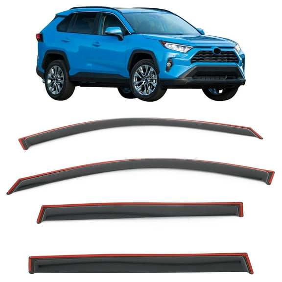Ikon Motorsports In-Channel Window Visors Fits 2019-2025 Toyota RAV4, Slim Style Side Door Rain Vent Guard Deflectors, Acrylic Smoke 4PCS