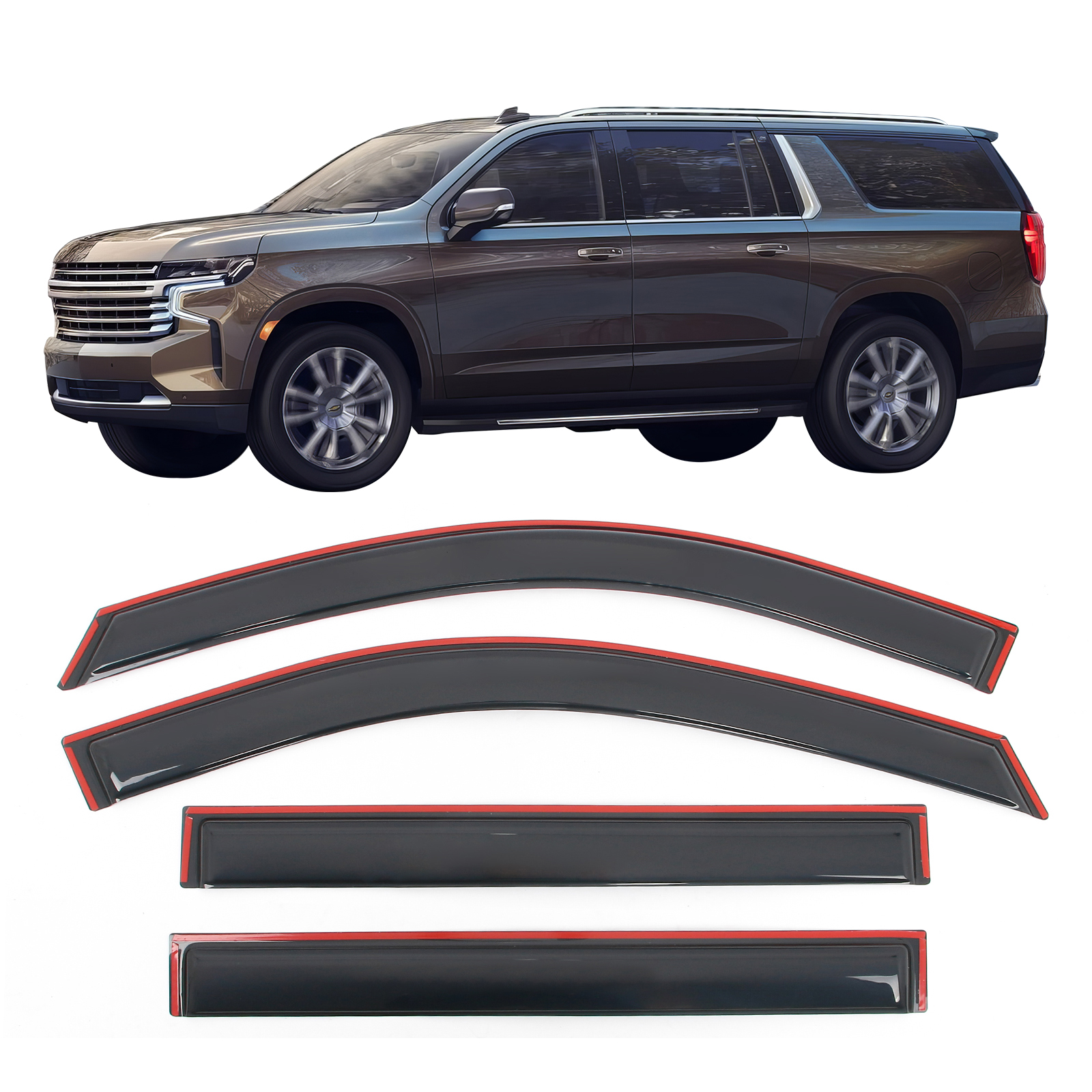 Smoke Tint Window Visors For 88-94 GMC C/K Series - 2pc Tape-On Rain Deflectors
