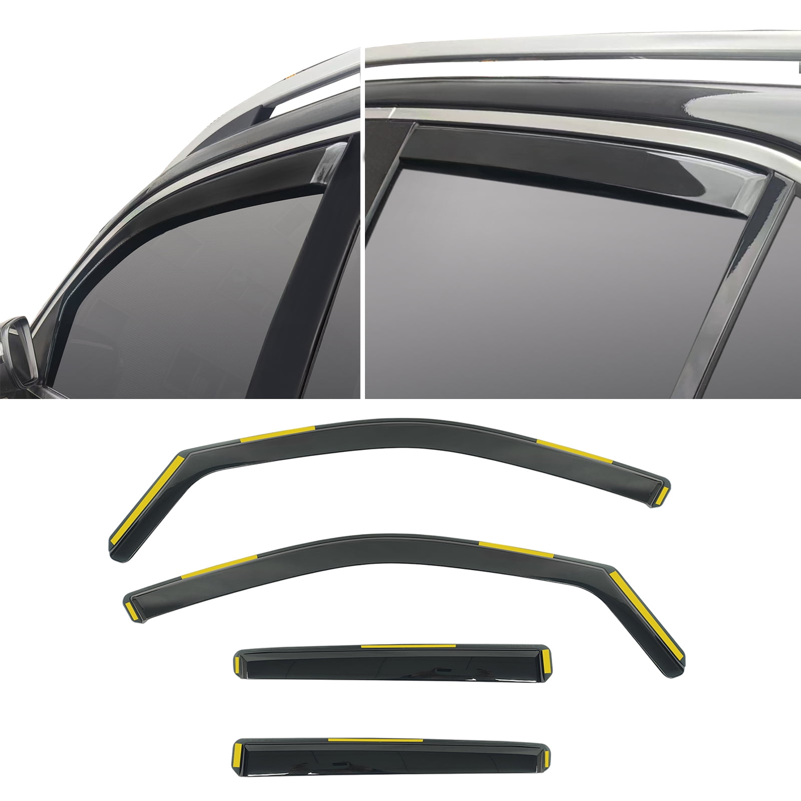 Ikon Motorsports In-Channel Window Visors Sun Shades Vent Rain Guards Deflectors for 2020-2025 Mercedes-Benz W167 GLE Class SUV PC Polycarbonate 4PCS