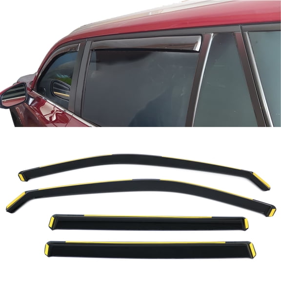 Ikon Motorsports In-Channel Window Visors Sun Shades Vent Rain Guards Deflectors for 2024-2026 Toyota Grand Highlander Black PC Polycarbonate 4PCS