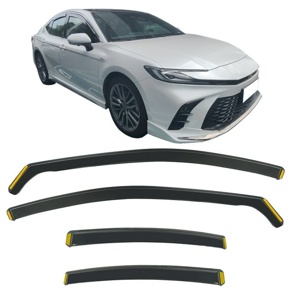 Ikon Motorsports In-Channel Window Visors Sun Shades Vent Rain Guards Side Deflectors for 2025-2026 Toyota Camry 9th Gen Black PC Polycarbonate 4PCS