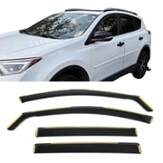 Ikon Motorsports In-Channel Window Visors Sun Shades Vent Rain Sun Shades Guards Side Deflectors for 2013-2018 Toyota RAV4 Black PC Polycarbonate 4PCS