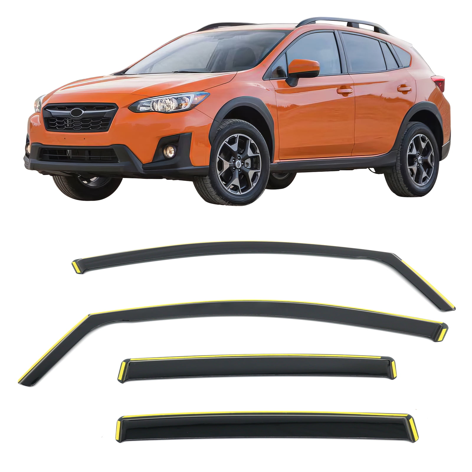 Ikon Motorsports In-Channel Window Visors Vent Rain Guards for 2017-2023 Subaru Impreza Hatchback & 2018-2023 Crosstrek Black PC Polycarbonate 4PCS