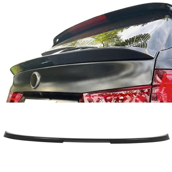 Ikon Motorsports Mid Trunk Spoiler Fits2014-2018 BMW X5 F15 X5M F85,IKON Style Carbon Fiber PrintABS Plastic Rear Trunk Lid Spoiler Wing