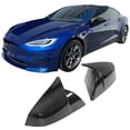 thumbnail image 1 of Ikon Motorsports Mirror Covers Compatible With 2021-2025 Tesla Model S All Models Dry Carbon Fiber Gloss Black Left Right Rear View Side Mirror Cover Cap Trim 2PCS 1Pair, 1 of 9