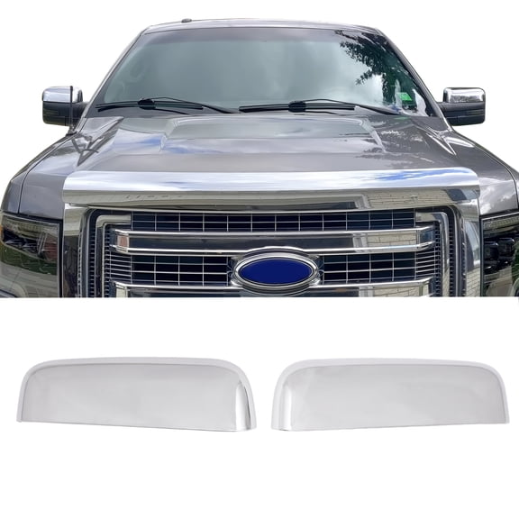 Ikon Motorsports Mirror Covers Compatible with2009-2014 Ford F-150 Chrome ABS Plastic Rear View Mirror Protector Caps Overlay 2PCS