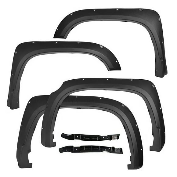 Ikon MotorsportsPocket Rivet Bolt Style Fender Flaresfor2014-2020 Toyota Tundra, ABS Textured Black Wheel Arch Extension Covers, 4 Pcs, Front & Rear