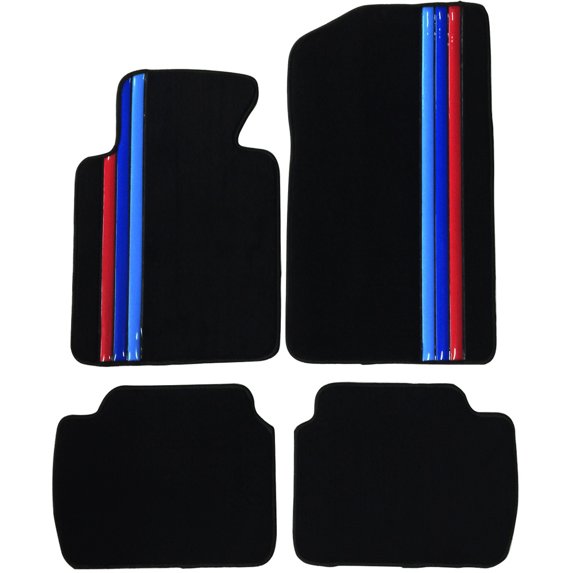 Ikon Motorsports Premium Quality Compatible with 99-05 E46 01-06 M3 Front Rear OE Floor Mat M Color Stripe