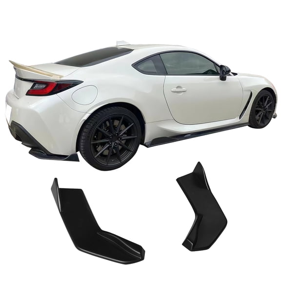 Ikon Motorsports Rear Aprons Fits 2022-2026 Toyota GR86 & 2022-2025 Subaru BRZ, IKON Style Matte Black ABS Rear Bumper Lip Lower Side Spat Valance Winglet Canard Protector 2PCS