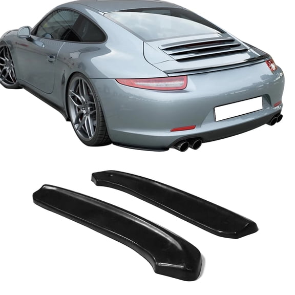 Ikon MotorsportsRear BumperAprons Fits2012-2016 Porsche 991.1 911, MX Style Unpainted Black PU,Rear Lower Spats Winglet Valance Splitters 2PCS