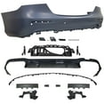 thumbnail image 1 of Ikon Motorsports Rear Bumper Compatible With 2021-2023 Mercedes-Benz W213 E-Class E350 E450, E63 Style Rear Bumper Conversion Cover Guard W/ Gloss Black Grille & Sensor Holes, 1 of 2