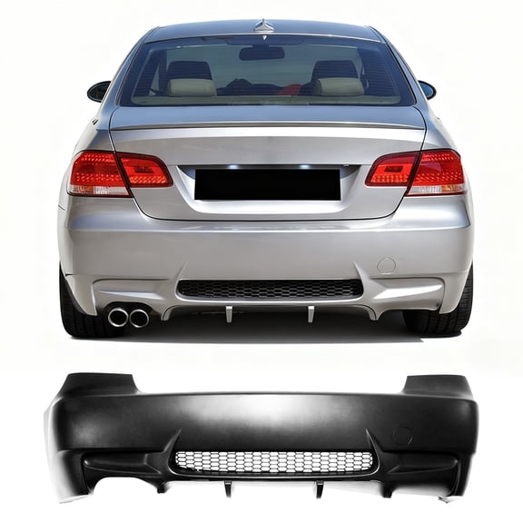 Ikon Motorsports Rear Bumper Cover Conversion Replacement For 2007-2013 BMW E92 E93 3 Series 328i 328xi xDrive, M3 Style Unpainted PP Polypropylene