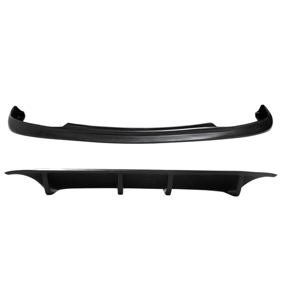 Ikon Motorsports Rear Bumper Diffuser Lip + Front Bumper Lip Compatible with 2009-2015 Nissan Maxima Sedan 4DR MDP Style PU Unpainted Underbody Bottom Diffuser Upgrade Spoiler Air Dam Chin Valance
