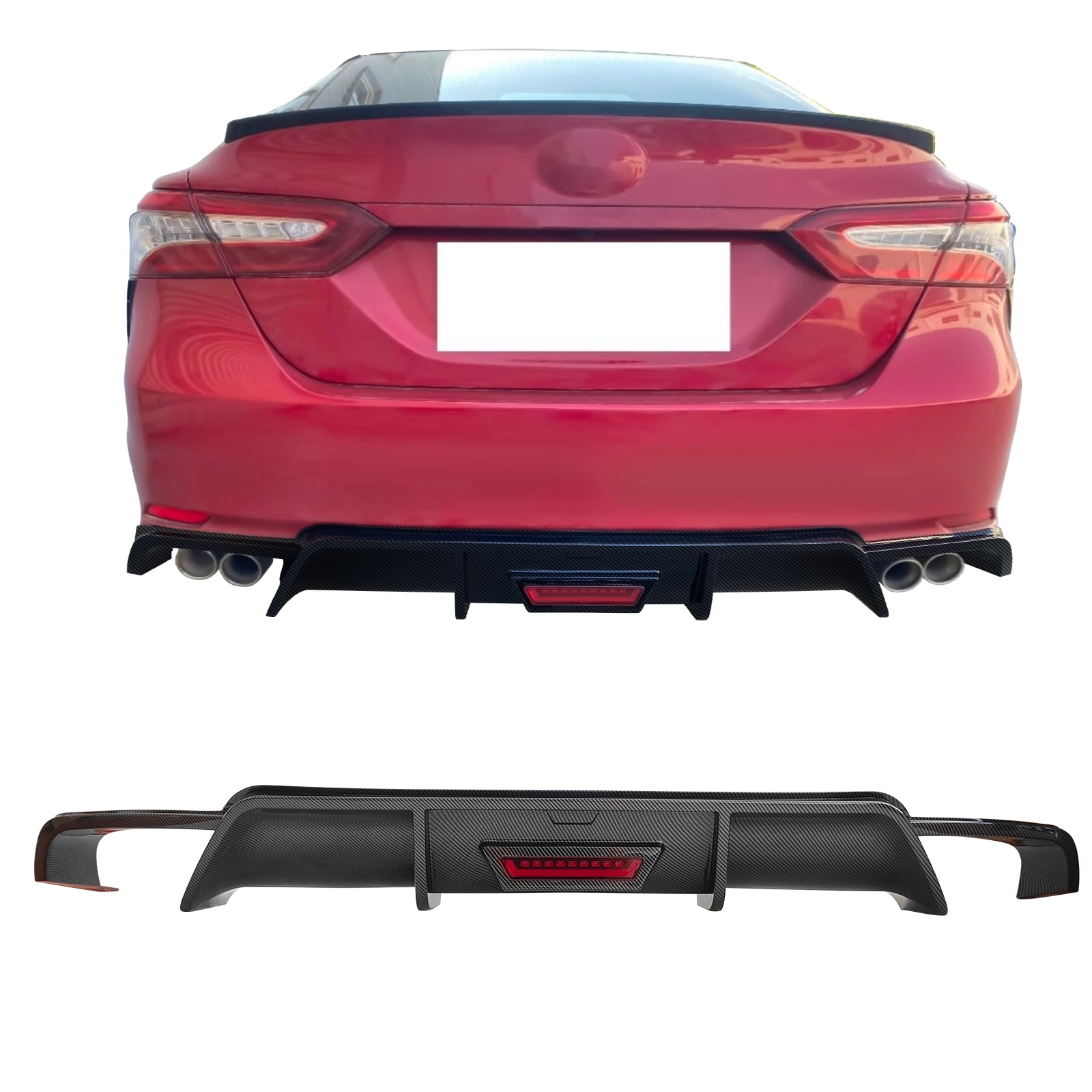 Ikon Motorsports Rear Bumper Diffuser Lip W/LED Light Compatible With ...