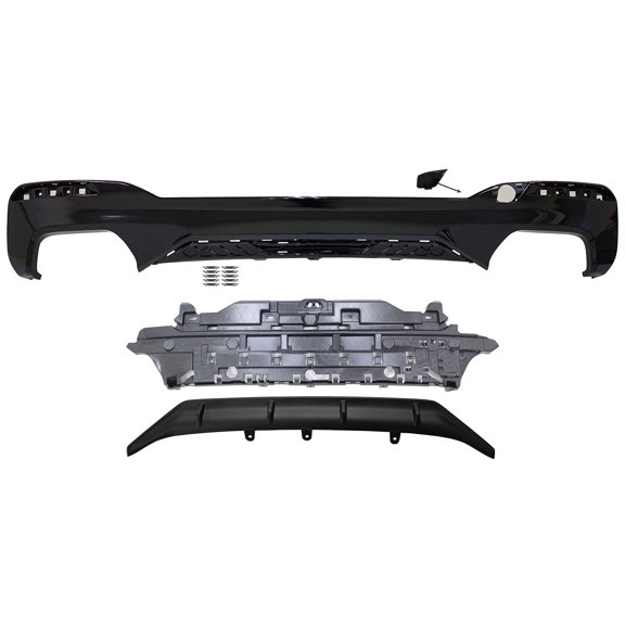 Ikon Motorsports Rear Bumper Lip Diffuser Type 1 Added on Bodykit Replacement Compatible With 2021-2023 BMW G30 G31 LCI 5-Series M550i MP Style Unpainted Black