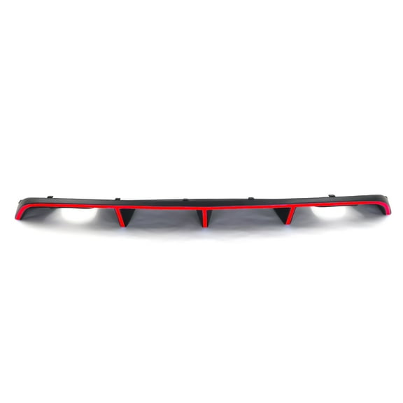 Ikon Motorsports Rear Bumper Lip Diffuser w/ Red Reflective Tape Compatible With 2012-2014 Dodge Charger SRT8, Factory Style PP Splitter Spoiler Add-On Lower Valance Bodykit