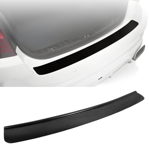 Ikon Motorsports Rear Bumper Protector For 2010-2016 BMW F11 5-Series 5-Door Hatchback & Wagon Carbon Fiber CF Bumper Guard Step Plate Pad Cover Trim